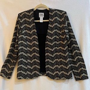 R&M Richards by Karen Wong vintage black and gold blazer, Size 8, made in USA.